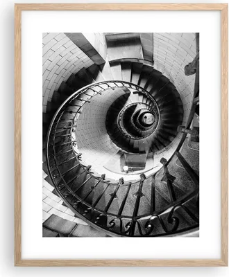 Produktbild von Gerahmtes Poster - Rahmen in heller Eiche - Treppe Spirale Perspektive - 40x50 cm - Wand Bild - Wanddeko - Wandbilder - Kunstposter - Wandposter - Bilderrahmen - Bilder - Kunstdruck - P2NPA40x50-4384