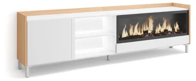 Immagine prodotto di Mobili TV effetto legno Bianco Rovere 212x35x61cm camino effetto fuoco