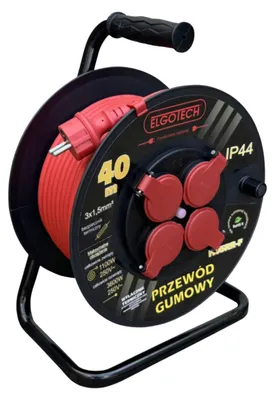 Obrázek produktu pro Elgotech Bubnový prodlužovací kabel gumový 40m 4 zásuvky IP44