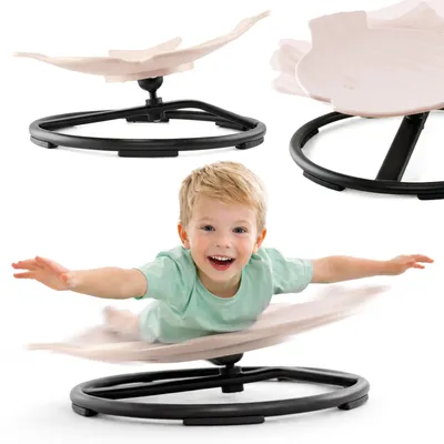 Produktbild von Mini-Karussell für Kinder, drehbarer Balancestuhl Fisch, beige, sensorischer Sitz für Gleichgewicht und Koordination 3+
