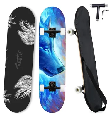 Produktbild von Skateboard 31 Zoll 7 Lagen Ahorn 150 kg Belastung für Kinder Jugendliche Erwachsene Anfänger Profis montiert