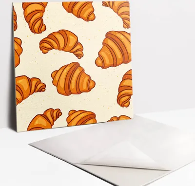 Produktbild von Fliesenaufkleber Set - 9 Stück Selbstklebende PVC Fliesen-Designs - Für Bad und Küche 30 x 30 - Cartoon Croissant
