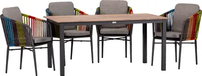 Produktbild von 4x 56363 Manhattan color Sessel + 1x 57443 Acaplan 160x90cm anthrazit -cherry