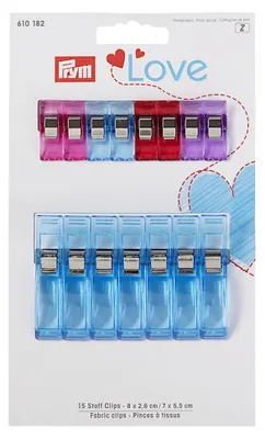 Produktbild von Prym Stoff Clips 2.6cm und 5.5cm, 15 Stück, Metall, Kunststoff, Gemischte Farben, Kein Muster, 15 Stück(e)