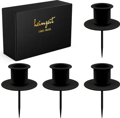 Produktbild von 4x Kerzenhalter Metall Schwarz Stabkerzen 22mm Kerzenstecker Adventskranz