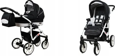 Produktbild von BabyLux® Largo | 2in1 Kinderwagen Set | Black Dots | Kombikinderwagen | Kinderwagenset | Buggy +
