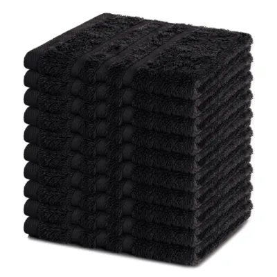 Produktbild von Lavea® Seiftuch 10er Set 30x30 cm, 100% Baumwolle, hochwertige Seiftücher und Gästehandtücher, saugstark, waschbar, Frottierserie Elena - Schwarz