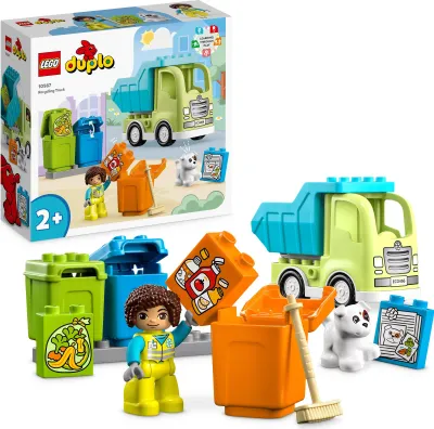 Produktbild von LEGO 10987 DUPLO Recycling-LKW Müllwagen-Spielzeug, Lern- und Farbsortier-Spielzeug für Kleinkinder und Kinder ab 2 Jahren, Motorikspielzeug zur Entwicklung feinmotorischer Fähigkeiten