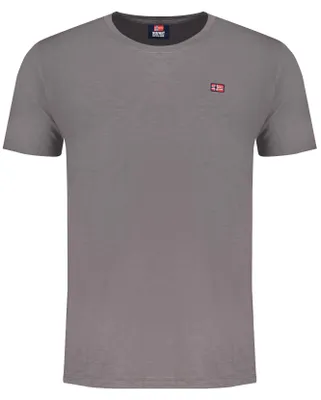 Produktbild von Herren Kurzarm T-Shirt grau mit Rundhalsausschnitt und Logo-Applikation