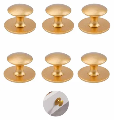 Produktbild von 6 Stück goldfarbene, selbstklebende Schrankknöpfe, Schrankgriffe, goldfarbene Schubladengriffe aus Edelstahl mit selbstklebender Rückseite, robuste selbstklebende Schrankgriffe, Spiegelschranktürgriffe, Schubladengriffe mit selbstklebender Rückseite.