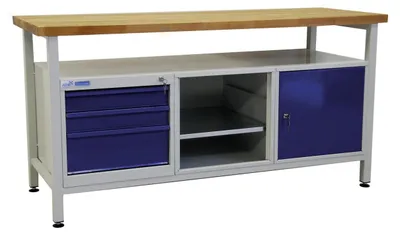 Produktbild von ADB Werktisch / Werkzeugtisch 1700x600x840 mm mit 3 Schubladen, 1 Tür