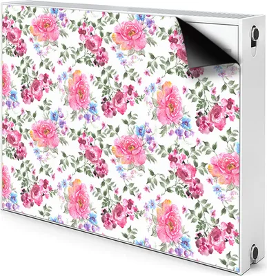 Produktbild von Magnet Radiator Magnet Mat Heizkörper Heizung Verkleidung Abdeckung 110x60 cm  - Pinke Blumen