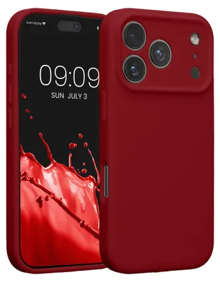 Produktbild von kwmobile Silikon Case für Apple iPhone 18 Pro / iPhone 17 Pro Hülle - Soft gummierte Handyhülle, Schutzhülle Cover in Rhabarber Rot