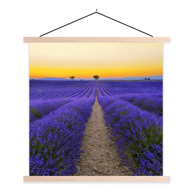 Produktbild von MuchoWow® Textilposter Frankreich - Lavendel - Farben 120x120 cm mit holzfarbenen Rahmen - Textil-Poster