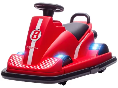 Produktbild von AutoscooterfürKinder,um360Graddrehbar,Lenkrad,LED-Lichter,Musikfunktion,3-8Jahre,Rot