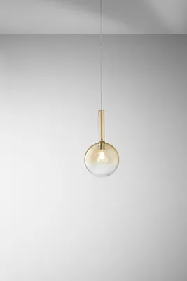 Immagine prodotto di Sospensione in vetro borosilicato ambra trasparente 1x40W E27, design moderno con cavo regolabile, ideale per illuminazione d'interni - Perenz