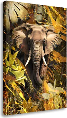 Produktbild von Wandbild Leinwandbild Elefant Gold Style Kunstdruck XXL Wanddeko: 60x90x4cm