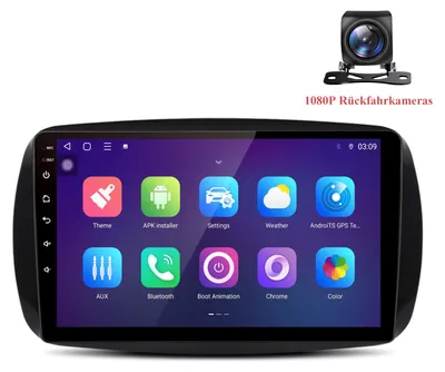 Produktbild von Android Autoradio mit Rückfahrkamera für Smart Forfour Fortwo 453 2015-2019 CarPlay Android Auto GPS Navi 6+128GB 4G LTE WIFI RDS SWC BT DAB+9 Zoll