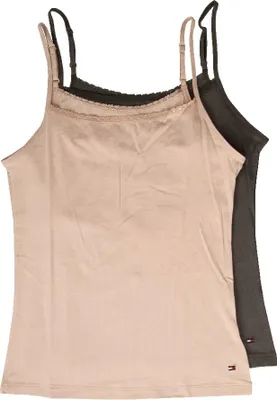 Immagine prodotto di Top donna TOMMY HILFIGER confezione due capi canotta camiciola a laccio con pizzo cotone elasticizzato articolo UW0UW04892, XL, Cotone 95%,Spandex 5%