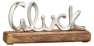 Deko-Aufschrift Glück auf Mangoholz-Sockel 18 cm