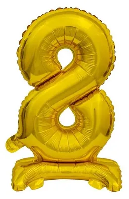 Immagine prodotto di Palloncino in foil a forma di numero 8, 38 cm, dorato