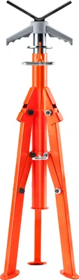 Zdjęcie produktu dla Stojak do rur SucceBuy Heavy Duty - udźwig 2500 funtów, regulowana wysokość 27,2"-52", głowica V, stal 45 #, składany do rur 1/2 do 12 cali