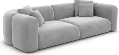 Produktbild von Samtstoff 4-Sitzer Couch Belio Hellgrau