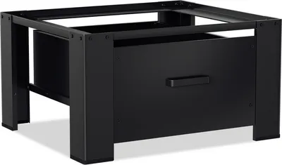 Produktbild von Bettizia Waschmaschinen-Untergestell mit Schublade 62.5x54.5x32.5cm Schwarz Stahl Waschmaschinen-Sockel Trockner Sockel Podest