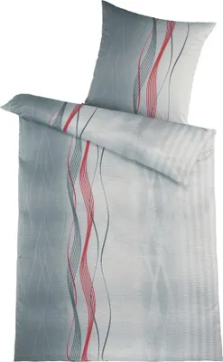 Produktbild von Seersucker Bettwäsche 135x200 Wellen, Mikofaser Sommer Bettbezug Grau