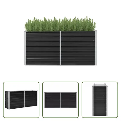 Image de The Living Store Bac de jardin surélevé Anthracite 160 x 40 x 77 cm Acier galvanisé