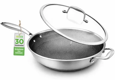 Produktbild von NutriChe Woklpfanne 31 cm mit Deckel – Antihaft pfanne Induktion Kratzfest spülm