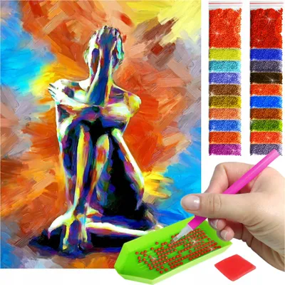 Produktbild von ARTULIO - Diamond Painting Set - Abstrakte Frau in Farben - 40 x 30 cm - Bilder DIY, Crystal Art, Komplettset Mosaik + Zubehör