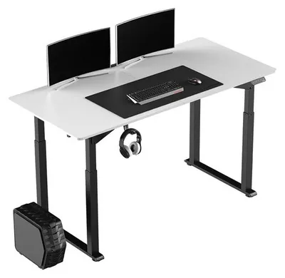 Image de Table de travail, hauteur réglable électriquement, plateau blanc, 160x75 cm, 74-116 cm, UPLIFT, avec piètement XXL