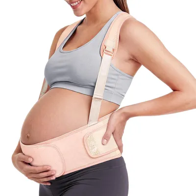 Immagine prodotto di Fascia premaman Nuliie con spallacci, supporto antiscivolo per schiena, addome e vita, vestibilità regolabile, M