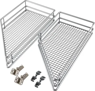Produktbild von Vauth-Sagel VS SUB Side Drahtkorb Saphir 45° links - Set für Küchenunterschränke mit KB 300mm - Korb aus feinmaschigem Drahtgitter, Stahl pulverbeschichtet silberfärbig