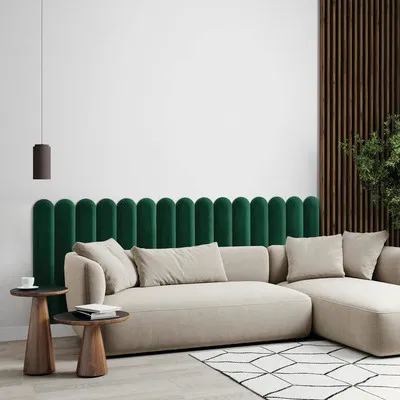 Produktbild von Wandkissen Riviera dunkelgrün oval Samt-Optik 90 x 15 cm