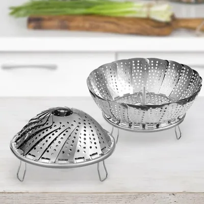 Produktbild von Dampfeinsatz für Topf, verstellbarer Dampfeinsatz (15 cm - 27 cm), Edelstahl-Dampfeinsatz für Gemüse, Fisch, Meeresfrüchte und verschiedene Kochprodukte