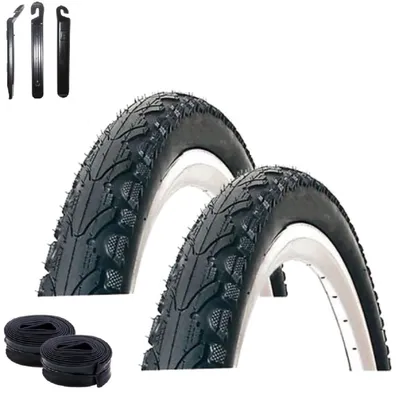 Immagine prodotto di 2 pneumatici per bicicletta Kenda K-935, misura 24 x 1,75 (47-507), colore nero + 2 camere d'aria DV, inclusi leva pneumatici