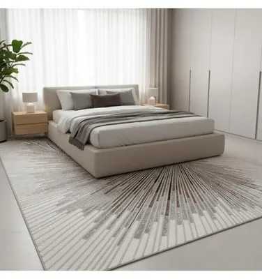 Immagine prodotto di Melis Home Tappeti moderni e di design Grigio 160x230 cm Tappeto moderno e crema con motivo astratto in rilievo a raggiera