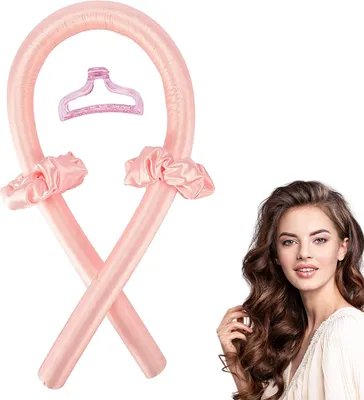 Produktbild von Locken Ohne Hitze, Silk Heatless Curls Band Lockenwickler über Nacht, Hair Curler DIY Haare Lockenband FrisurensetRosa