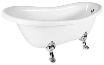 Obrázek produktu pro Samostatně stojící vana RETRO 157 x 76,5 x 73 cm, bílá, chromované nožičky