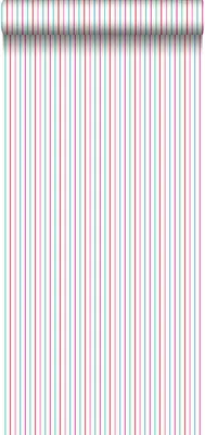 Immagine prodotto di ESTAhome Carta da parati a righe rosa e turchese - 137305 - 53 cm x 10,05 m