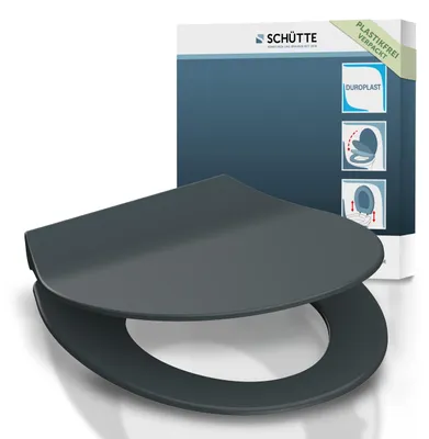 Produktbild von SCHÜTTE WC Sitz Duroplast SLIM ANTHRAZIT, Toilettendeckel mit Absenkautomatik und Schnellverschluss, Klobrille im flachem Design