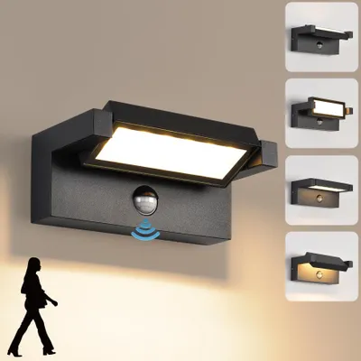 LED-Wandleuchte mit Bewegungsmelder, 22 W, IP65, 3000 K, schwarz