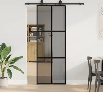 Produktbild von CLORIS Schiebetür mit Beschlag Schwarz 76x205 cm Hartglas 3375916