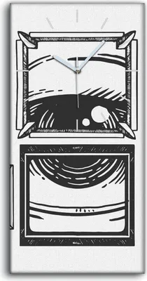 Produktbild von Wanduhr Bürouhr Leinwand Bild 30x60 Foto Bild Kunst Auge in Rahmengravur - weiße Hände