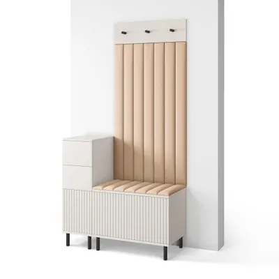 Produktbild von Garderoben-Set Ritmo version 9 mit Schuhregal und Polsterplatten, Ideal für Flur und Eingangsbereich (Cashmere, Trinity 04)