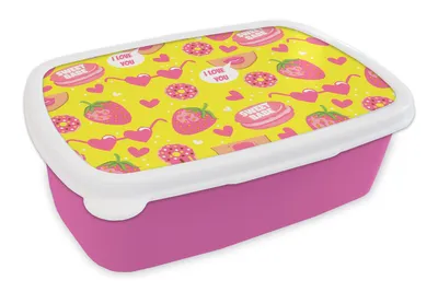 Obrázok produktu pre MuchoWow® Obedník Brotzeit Box na obed 11x17x6cm Potraviny - vzor - ružová Detský obedový box