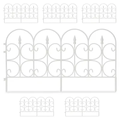 Imagen del producto de TRANKIELO® - Valla decorativa de plástico, 30 cm de altura - Juego de 6 vallas para jardín - Resistente a la intemperie y fácil de instalar