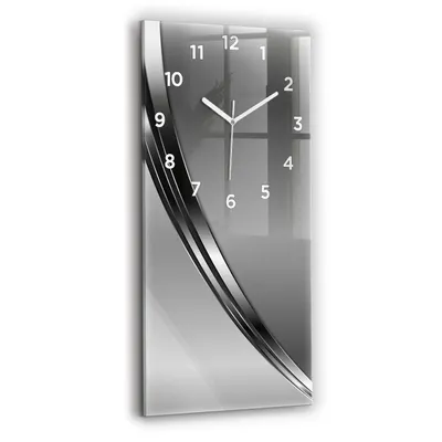 Obrázek produktu pro Wallfluent Hodiny - Obdélníkove Skleněné Nástěnné Hodiny - Tichý Křemenný Pohyb - Nástěnná Dekorace Kuchyně Ložnice - Bílé Ručičky Hodin - Číslice - 30x60 cm - Stříbrné čáry